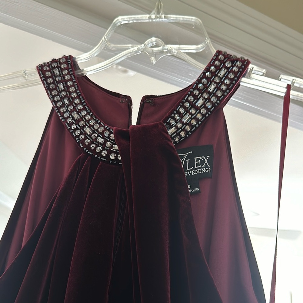 Alex Evenings Maroon Velvet Cocktail Dress